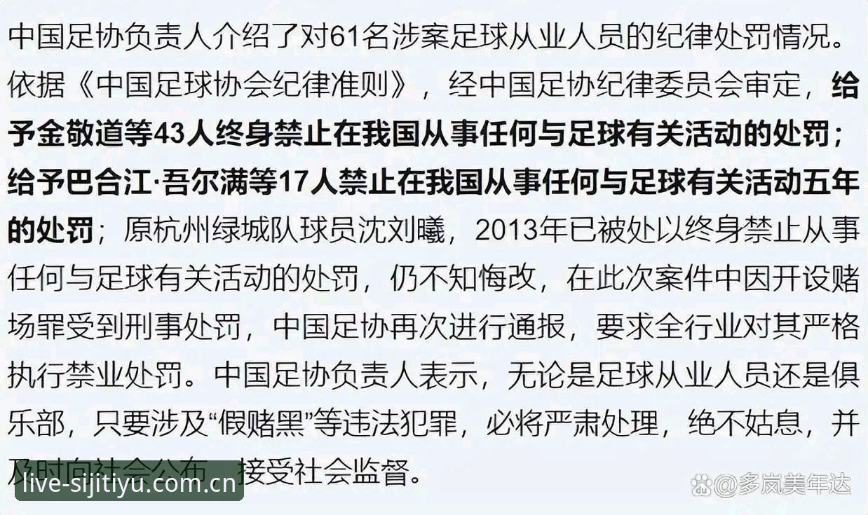 中国足球协会第三批禁足名单最新动态：17人终身禁足，48人遭行业禁赛